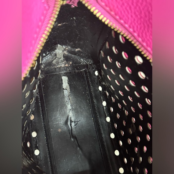 Kate Spade Saturday Satchel Crossbody Bag Laser Cut Perforated Leather Hot Pink - Picture 10 of 11